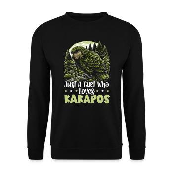 Kakapo Lover New Zealand Owl Parrot Bird - Unisex Sweatshirt - black - Front - Alina (178cm) & Michal (187cm)