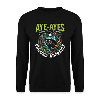 Aye Aye Lemur Süsser Affe Madagaskar - Unisex Pullover - Schwarz - Vorne - Alina (178cm) & Michal (187cm)