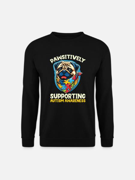 Autism Pug Autistic Dog Lover - Unisex Sweatshirt - black