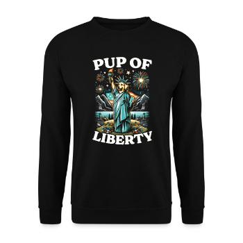 4. Juli Hund Patriotische 4. Juli USA - Unisex Pullover - Schwarz - Vorne - Alina (178cm) & Michal (187cm)