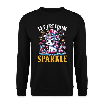 4. Juli Einhorn Patriotisch 4. Juli Usa Stolz - Unisex Pullover - Schwarz - Vorne - Alina (178cm) & Michal (187cm)