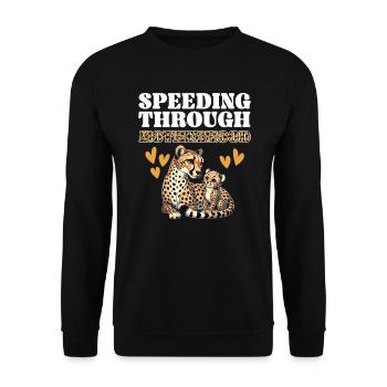 Mother's Day Cheetah Lover Maternity Best - Unisex Sweatshirt - black - Front - Alina (178cm) & Michal (187cm)