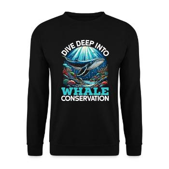 Endangered Species, Animal Lover, Whale - Unisex Sweatshirt - black - Front - Alina (178cm) & Michal (187cm)