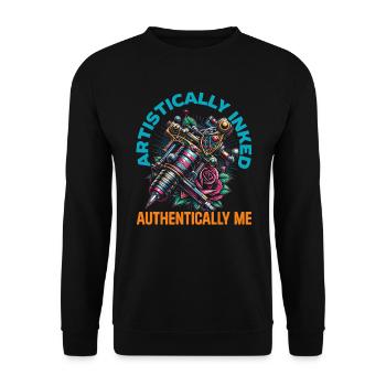 Tattoo Artist Tattooed, I Love Tattoos With - Unisex Sweatshirt - black - Front - Alina (178cm) & Michal (187cm)