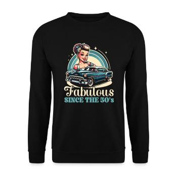 Aus Den 50ern Musik 50er 1950 Party Fifties 50er - Unisex Pullover - Schwarz - Vorne - Alina (178cm) & Michal (187cm)
