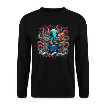 Drummer Drums Octopus Octopus - Unisex Sweatshirt - black - Front - Alina (178cm) & Michal (187cm)