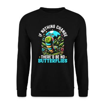 Chenille de papillon ver mignon - Sweat-shirt Unisexe - noir - Devant - Alina (178cm) & Michal (187cm)