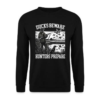 Duck Hunter, Duckaholic, Waterfowl, Duck Hunting - Unisex Sweatshirt - black - Front - Alina (178cm) & Michal (187cm)
