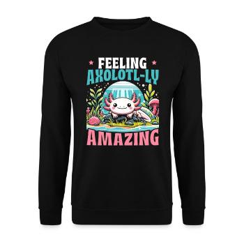 Kawaii Axolotl Walking Fish Mexican - Unisex Sweatshirt - black - Front - Alina (178cm) & Michal (187cm)