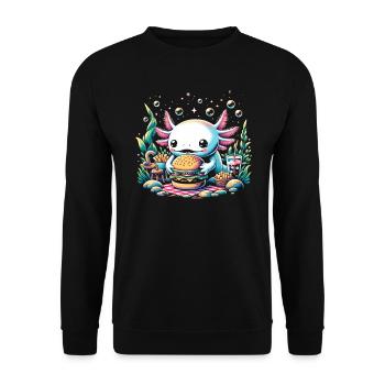 Kawaii Axolotl Walking Fish Mexican - Unisex Sweatshirt - black - Front - Alina (178cm) & Michal (187cm)