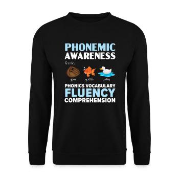 Conscience phonétique, compréhension de la lecture, phonétique - Sweat-shirt Unisexe - noir - Devant - Alina (178cm) & Michal (187cm)