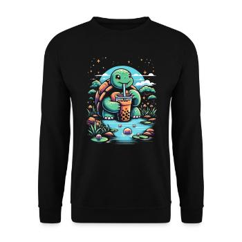 Funny Boba Tea Lover Bubble Tea Drink Kawaii - Unisex Sweatshirt - black - Front - Alina (178cm) & Michal (187cm)