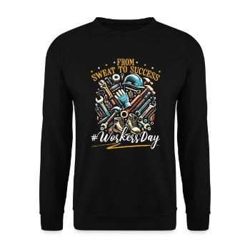 Happy Labor Holidays to International - Unisex Sweatshirt - black - Front - Alina (178cm) & Michal (187cm)