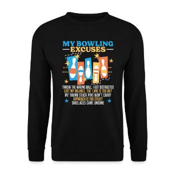 Lustige Bowlingkugel-bowlingbahn-splinte Sport - Unisex Pullover - Schwarz - Vorne - Alina (178cm) & Michal (187cm)
