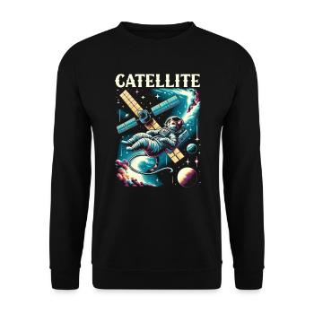 Chat cosmonaute astronaute - Sweat-shirt Unisexe - noir - Devant - Alina (178cm) & Michal (187cm)