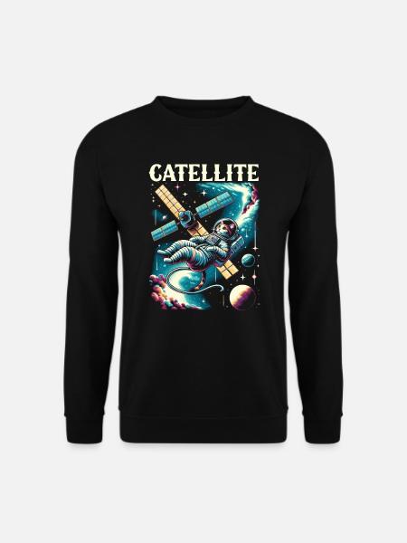 Astronaut Cosmonaut Cat - Unisex Sweatshirt - black