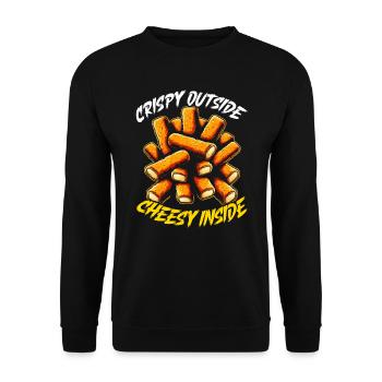Mozzarella-Sticks lustig Essen - Unisex Pullover - Schwarz - Vorne - Alina (178cm) & Michal (187cm)