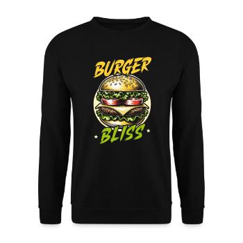 Hamburger-fast-food-burger-liebhaber-feinschmecker - Unisex Pullover - Schwarz - Vorne - Alina (178cm) & Michal (187cm)