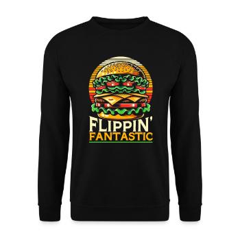 Hamburger-fast-food-burger-liebhaber-feinschmecker - Unisex Pullover - Schwarz - Vorne - Alina (178cm) & Michal (187cm)