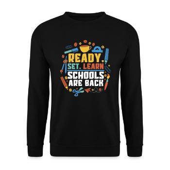 Zurück Zur Schule Kleidung Bildung Lehrer Schüler - Unisex Pullover - Schwarz - Vorne - Alina (178cm) & Michal (187cm)