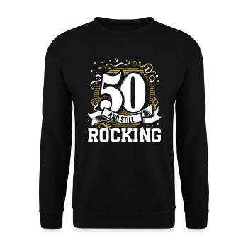50th Birthday Party Bday Fiftieth Birthday - Unisex Sweatshirt - black - Front - Alina (178cm) & Michal (187cm)