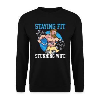 Lustiger Ehemann, Motivation, Bodybuilder, Lachen, - Unisex Pullover - Schwarz - Vorne - Alina (178cm) & Michal (187cm)