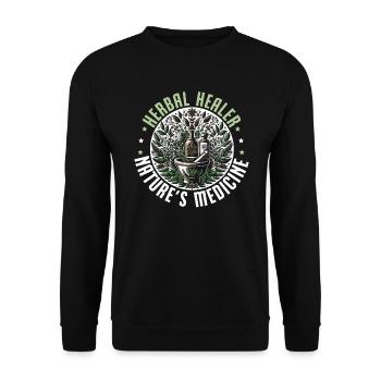 Herboristerie, Phytothérapie, Guérison naturelle - Sweat-shirt Unisexe - noir - Devant - Alina (178cm) & Michal (187cm)