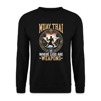 Muay Thai Fighter Kickboxing Kickboxer Thailand - Unisex Sweatshirt - black - Front - Alina (178cm) & Michal (187cm)