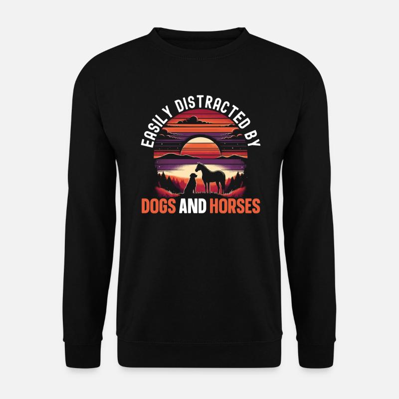 Pferde Und Hunde Tier Pferdeliebhaber - Unisex Pullover - Schwarz