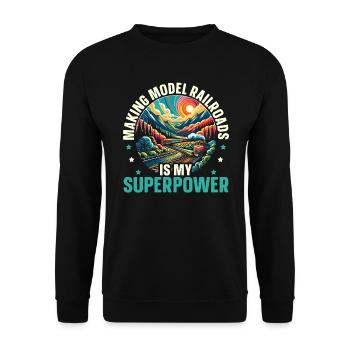 Model railway - Unisex Sweatshirt - black - Front - Alina (178cm) & Michal (187cm)