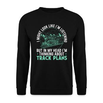 Model railway - Unisex Sweatshirt - black - Front - Alina (178cm) & Michal (187cm)