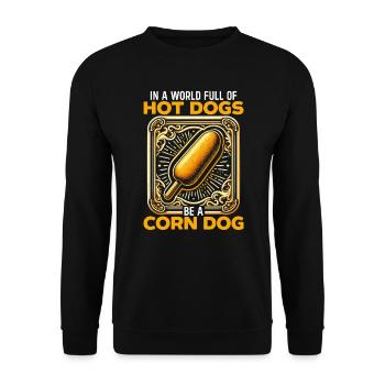 Amateur de chien de maïs Saucisses de restauration rapide Corndog - Sweat-shirt Unisexe - noir - Devant - Alina (178cm) & Michal (187cm)