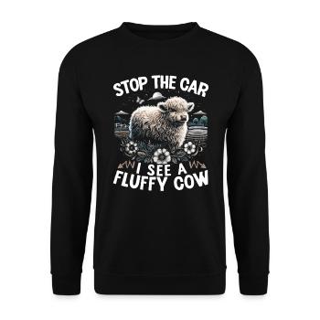 Flauschige Kuh Highland Kuh Bison - Unisex Pullover - Schwarz - Vorne - Alina (178cm) & Michal (187cm)