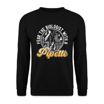 Lustiger Laborant Biotechnologe Biologe - Unisex Pullover - Schwarz - Vorne - Alina (178cm) & Michal (187cm)