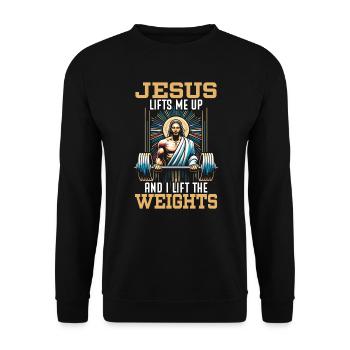 religion religion christianity weightlifting jesus - Unisex Sweatshirt - black - Front - Alina (178cm) & Michal (187cm)