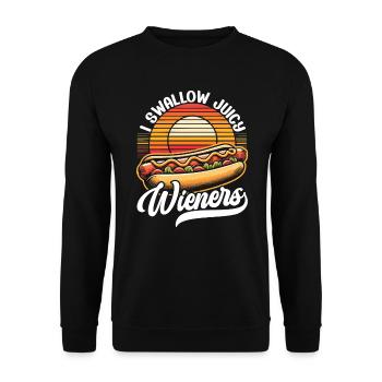 Amateur de hot-dogs Restauration rapide Saucisses gastronomiques - Sweat-shirt Unisexe - noir - Devant - Alina (178cm) & Michal (187cm)