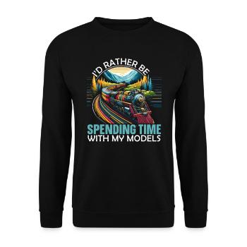Model Railway Model Railway Enthusiast - Unisex Sweatshirt - black - Front - Alina (178cm) & Michal (187cm)