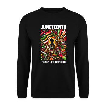 Juneteenth 1865 Freiheit Afroamerikaner Schwarz - Unisex Pullover - Schwarz - Vorne - Alina (178cm) & Michal (187cm)