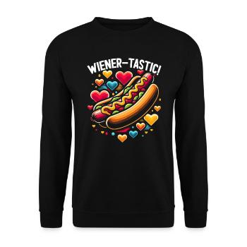 Amateur de hot-dogs Restauration rapide Saucisses gastronomiques - Sweat-shirt Unisexe - noir - Devant - Alina (178cm) & Michal (187cm)