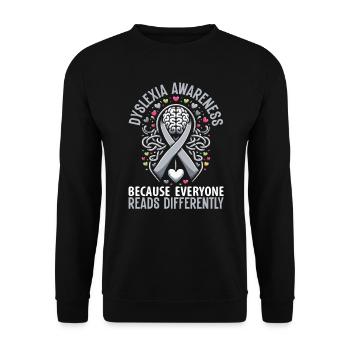 Mois de la sensibilisation à la dyslexie - Sweat-shirt Unisexe - noir - Devant - Alina (178cm) & Michal (187cm)