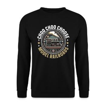 Modélisme ferroviaire Passionné de modélisme ferroviaire - Sweat-shirt Unisexe - noir - Devant - Alina (178cm) & Michal (187cm)