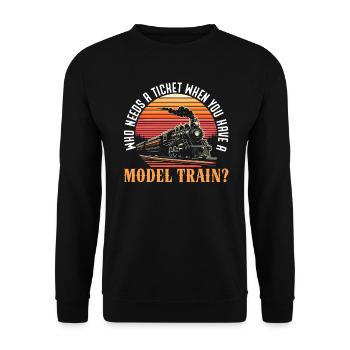 Modélisme ferroviaire Passionné de modélisme ferroviaire - Sweat-shirt Unisexe - noir - Devant - Alina (178cm) & Michal (187cm)