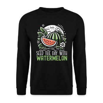 Été drôle de pastèque - Sweat-shirt Unisexe - noir - Devant - Alina (178cm) & Michal (187cm)