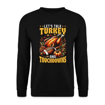 Thanksgiving Fußballliebhaber Dankbare Sportarten - Unisex Pullover - Schwarz - Vorne - Alina (178cm) & Michal (187cm)