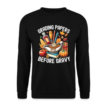 Thanksgiving teacher, grateful educator, - Unisex Sweatshirt - black - Front - Alina (178cm) & Michal (187cm)