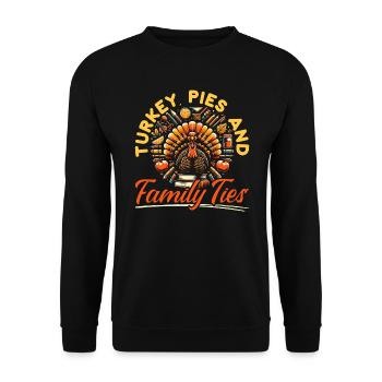 Dinde de Thanksgiving, Bienheureux reconnaissant - Sweat-shirt Unisexe - noir - Devant - Alina (178cm) & Michal (187cm)