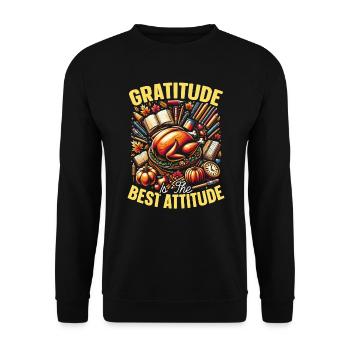 Thanksgiving Truthahn Dankbar Gesegnet Glücklicher - Unisex Pullover - Schwarz - Vorne - Alina (178cm) & Michal (187cm)