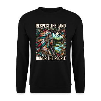 Indianischer Cherokee-apache-stamm - Unisex Pullover - Schwarz - Vorne - Alina (178cm) & Michal (187cm)