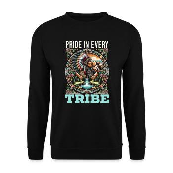 Indianischer Cherokee-apache-stamm - Unisex Pullover - Schwarz - Vorne - Alina (178cm) & Michal (187cm)