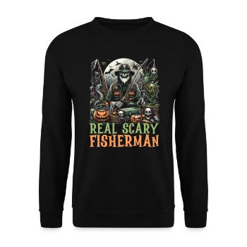Lustiges Halloween-kostüm Für Fischer - Unisex Pullover - Schwarz - Vorne - Alina (178cm) & Michal (187cm)